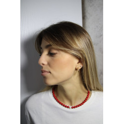 Collana Donna Nadir in Pasta di Corallo Rosso con Perla Bianca Coltivata Centrale