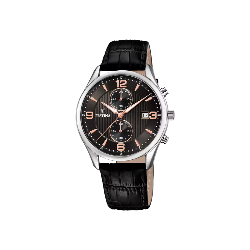Orologio Cronografo Uomo Festina Chrono Timeless F6855/7 Cinturino Pelle Nero Orologio Cronografo Uomo Festina Chrono Timeless F6855/7 Cinturino Pelle Nero
