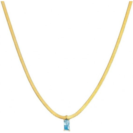 Collana Donna Marlù Sparkles 31CN0001G-AM in Acciaio Pvd Oro Snake con Zircone Azzurro