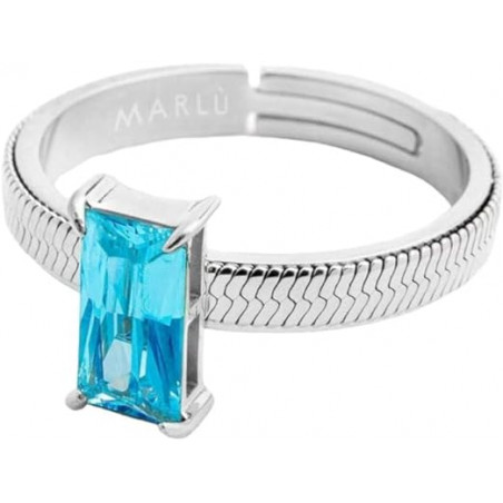 Anello Donna Marlù 31AN0003AM-S Sparkless in Acciaio Silver con Zircone Azzurro