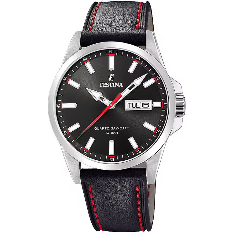 Orologio Solo Tempo Uomo Festina Acero Clasico F20358/4 Cinturino in Pelle Nero Orologio Solo Tempo Uomo Festina Acero Clasico F20358/4 Cinturino in Pelle Nero