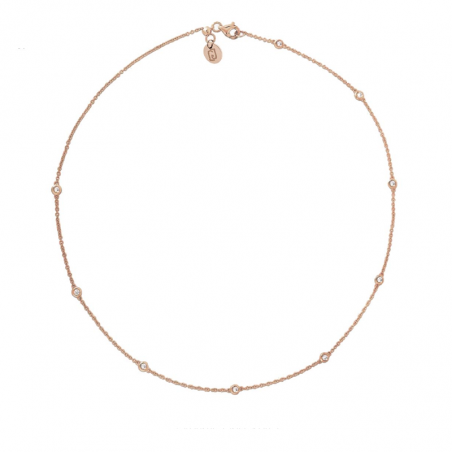 Collana Donna Liujo LJ2472 in Acciaio 3161l Pvd Oro Rosa con Cristalli Bianchi