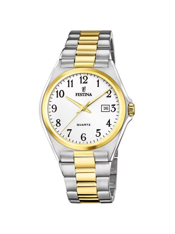 Orologio Solo Tempo Uomo Festina Acero Clasico F20554/1 in Acciaio Oro 40mm