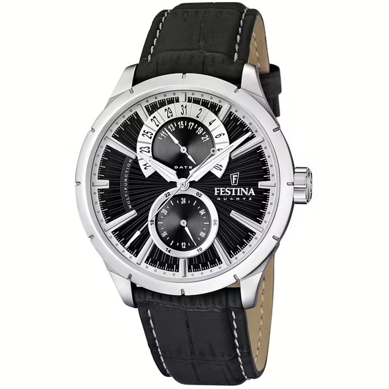 Orologio Cronografo Uomo Festina F16573/3 Cassa Acciaio Cinturino in Pelle Nero Orologio Cronografo Uomo Festina F16573/3 Cassa Acciaio Cinturino in Pelle Nero