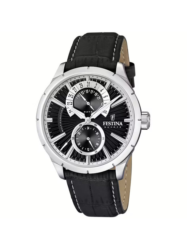 Orologio Cronografo Uomo Festina F16573/3 Cassa Acciaio Cinturino in Pelle Nero
