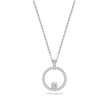 Collana Donna Liujo LJ2522 in Acciaio 3161l Silver Ciondolo Cerchio con Zirconi