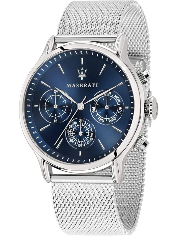 Orologio Cronografo Uomo Maserati Epoca R8853118013 in Acciaio Silver Maglia Milano