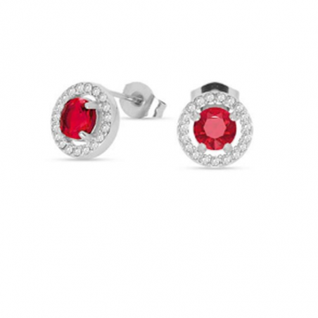 Orecchini Donna a Bottone Liujo LJ2270 in Acciaio 316l Silver Zircone Rosso