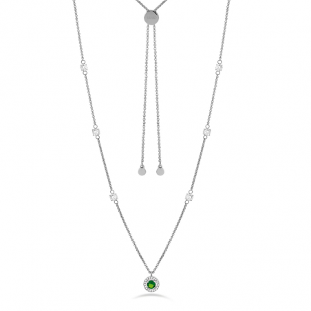 Collana Donna Liujo LJ2271 in Acciaio 3161l Silver con Pendente Zircone Verde