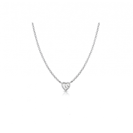 Collana Donna Liujo LJ2527 in Acciaio 3161l Silver con Cuore Centrale e Cristalli Bianchi