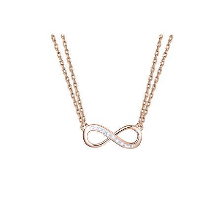 Collana Donna Liujo LJ2515 in Acciaio 3161l Pvd Oro Rosa con Infinito Centrale e Zirconi 45+5cm