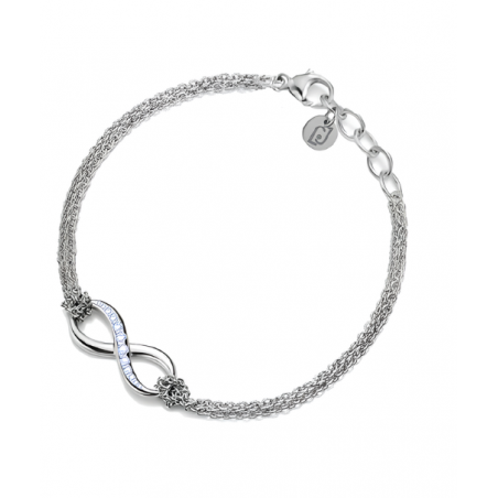 Bracciale Donna Liujo LJ2516 in Acciaio 316l Silver con Infinto Centrale e Zirconi Bianchi