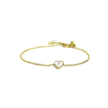 Bracciale Marlù Donna Nel Mio Cuore 15BR070G-W in Acciaio Oro con Cuore Perla