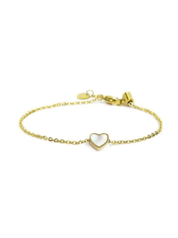 Bracciale Marlù Donna Nel Mio Cuore 15BR070G-W in Acciaio Oro con Cuore Perla