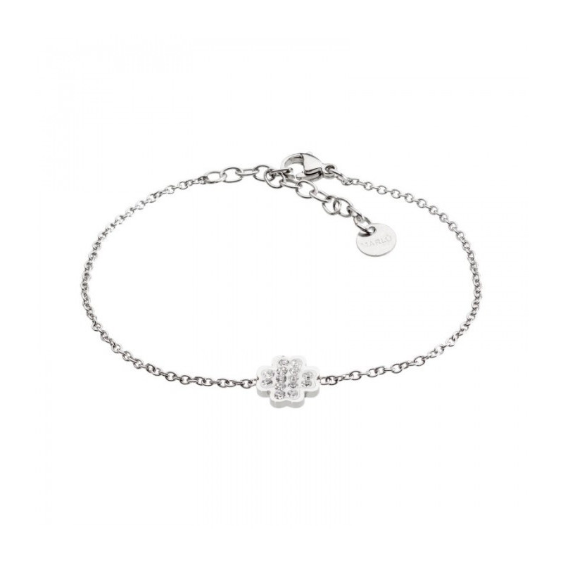 Bracciale Bambino Marlù Time To 18BR053 in Acciaio con Quadrifoglio e Strass Bracciale Bambino Marlù Time To 18BR053 in Acciaio con Quadrifoglio e Strass