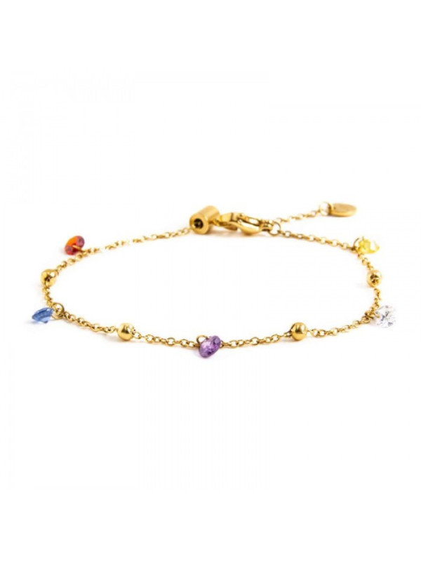 Bracciale Donna Marlù Be Woman 2BR0061G-RGB in Acciaio Oro con Cristalli e Sfere