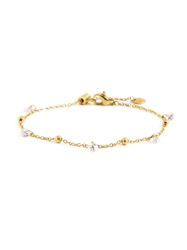 Bracciale Donna Marlù BE Woman 2BR0061G-W in Acciaio Oro con Cristalli e Sfere