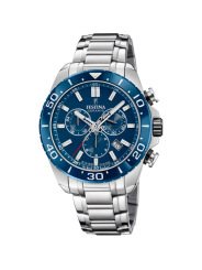 Orologio Cronografo Uomo Festina F20042/2 Swiss Made in Acciaio Silver 44mm