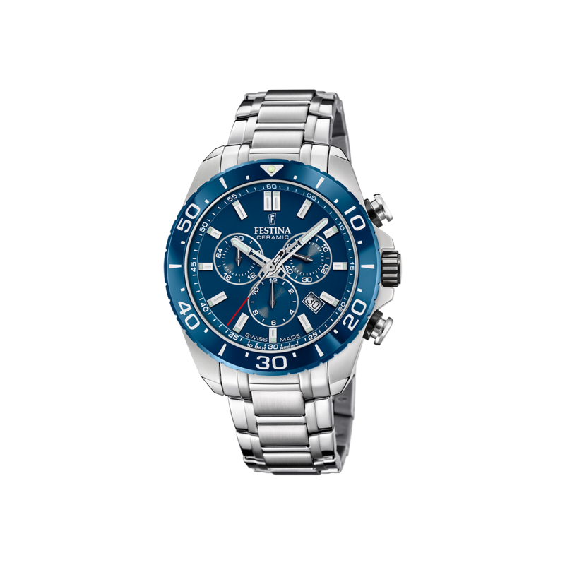 Orologio Cronografo Uomo Festina F20042/2 Swiss Made in Acciaio Silver 44mm Orologio Cronografo Uomo Festina F20042/2 Swiss Made in Acciaio Silver 44mm