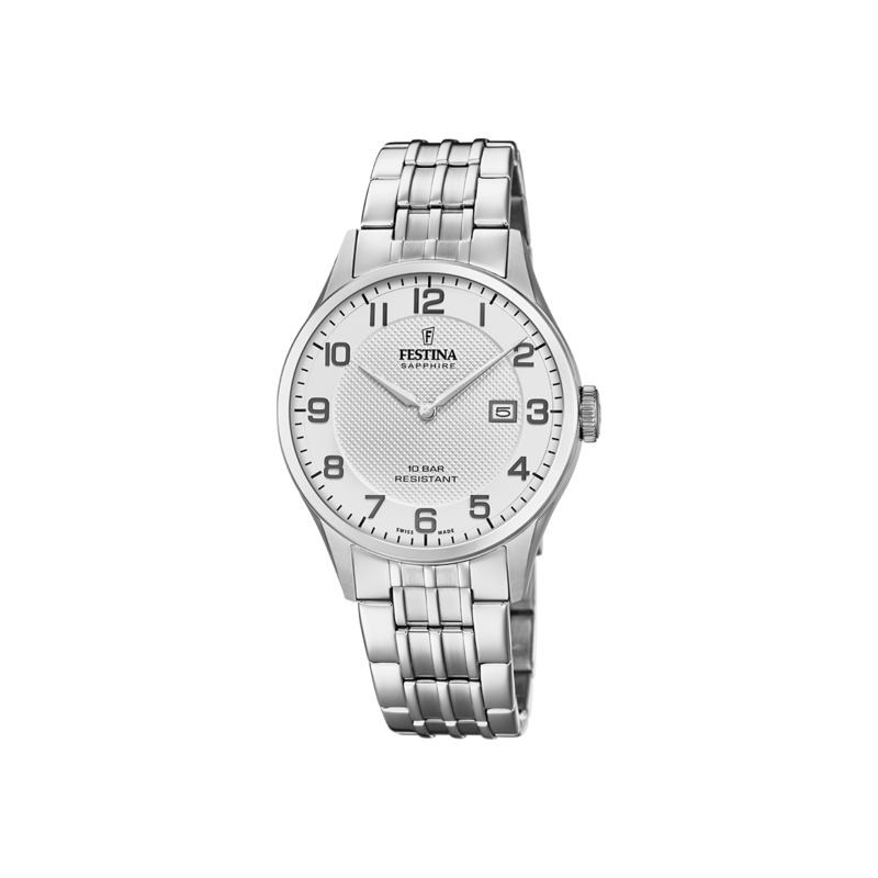 Orologio Solo Tempo Uomo Festina F20005/1 in Acciaio Silver Vetro Zaffiro Orologio Solo Tempo Uomo Festina F20005/1 in Acciaio Silver Vetro Zaffiro