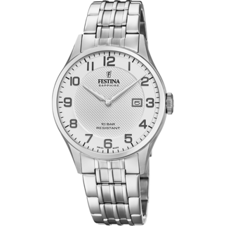 Orologio Solo Tempo Uomo Festina F20005/1 in Acciaio Silver Vetro Zaffiro