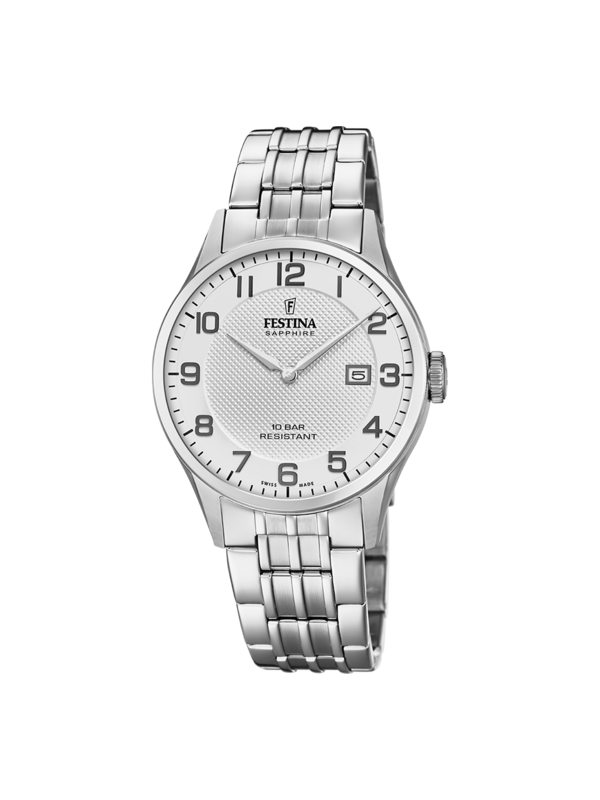 Orologio Solo Tempo Uomo Festina F20005/1 in Acciaio Silver Vetro Zaffiro