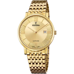 Orologio Solo Tempo Uomo Festina F20020/2 Swiss Madre in Oro Giallo 39mm