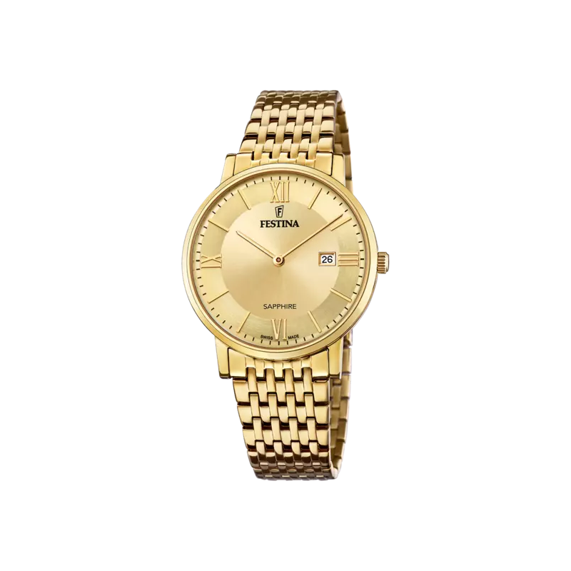 Orologio Solo Tempo Uomo Festina F20020/2 Swiss Madre in Oro Giallo 39mm Orologio Solo Tempo Uomo Festina F20020/2 Swiss Madre in Oro Giallo 39mm