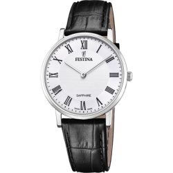 Orologio Solo Tempo Uomo Festina F20012/2 Cinturino Pelle Nera Cassa 39mm
