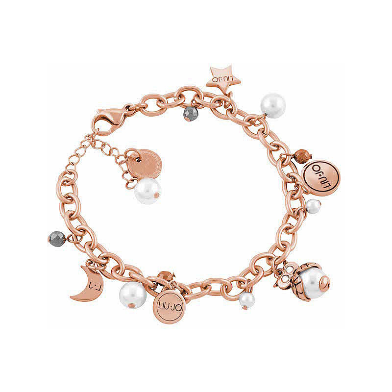 Bracciale Donna Liujo LJ1633 Tropical Dream in Acciaio Pvd Oro Rosa con Perle Bracciale Donna Liujo LJ1633 Tropical Dream in Acciaio Pvd Oro Rosa con Perle