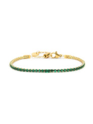 Bracciale Donna Tennis Marlù 31BR0006G-S in Acciaio Colore Oro e Zirconi Verdi