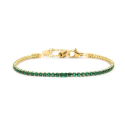 Bracciale Donna Tennis Marlù 31BR0006G-S in Acciaio Colore Oro e Zirconi Verdi