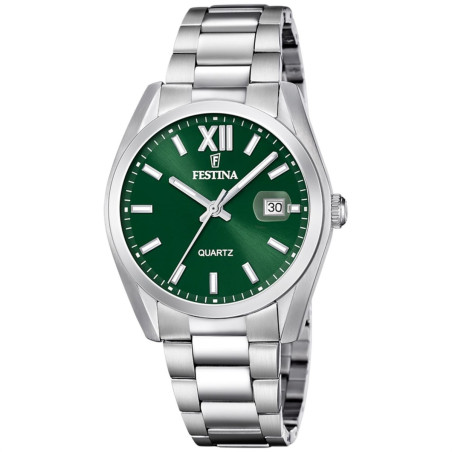 Orologio Uomo Festina Solo Tempo F20707/8 in Acciaio Silver Verde 37mm