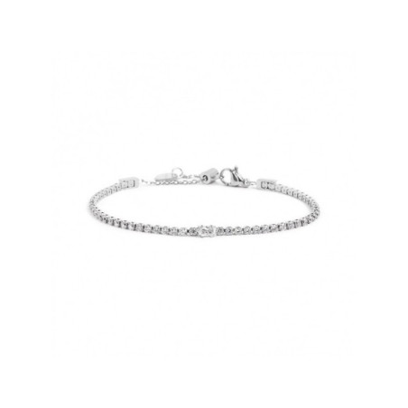 Bracciale Unisex Marlù Tennis 2BR0105-W in Acciaio Silever e Zirconi Bianchi