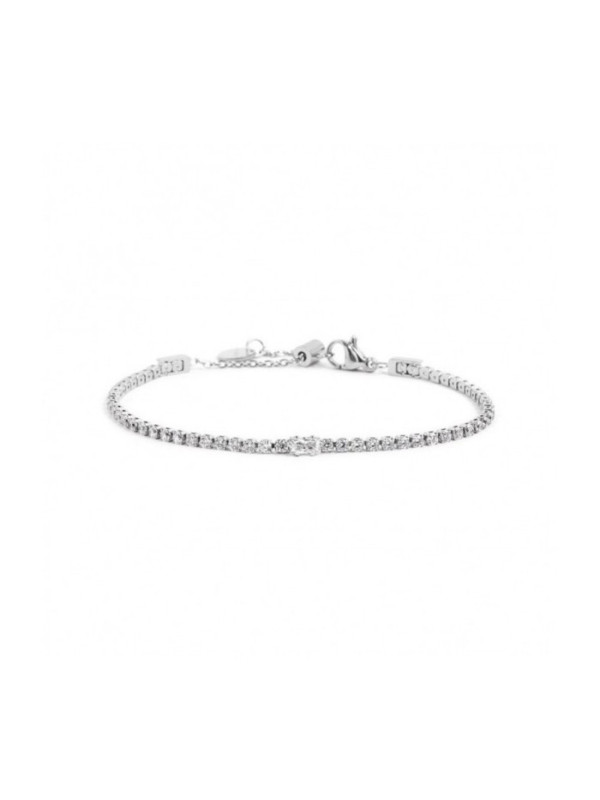 Bracciale Unisex Marlù Tennis 2BR0105-W in Acciaio Silever e Zirconi Bianchi