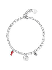 Cavigliera Donna Brosway Chakra BHKA002 in Acciaio, Quadrifoglio Porta Fortuna