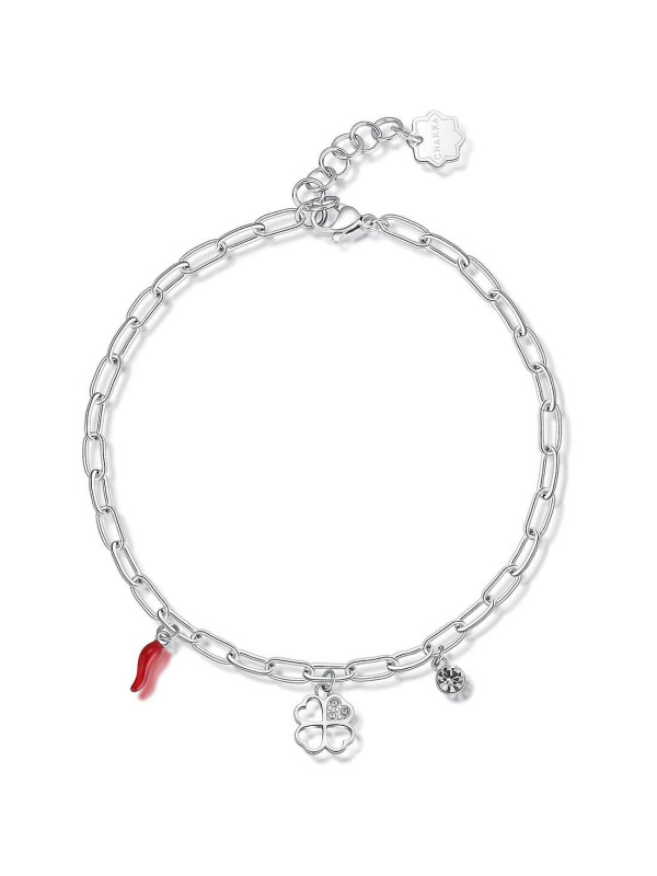 Cavigliera Donna Brosway Chakra BHKA002 in Acciaio, Quadrifoglio Porta Fortuna