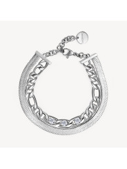 Bracciale da Donna Tennis Doppio Filo Brosway Symphonia BYM111 in Acciaio Silver