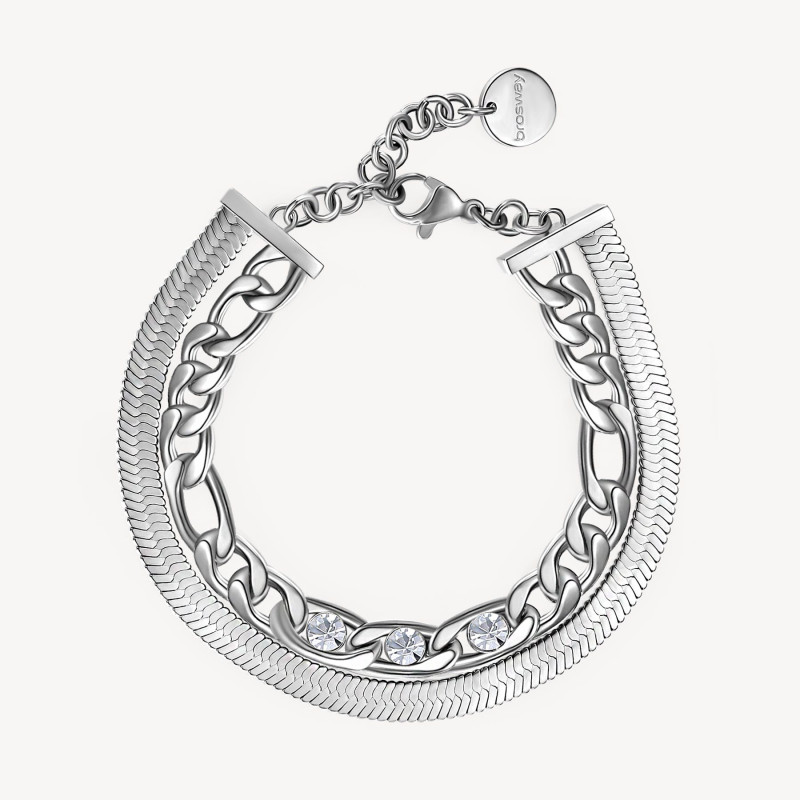 Bracciale da Donna Tennis Doppio Filo Brosway Symphonia BYM111 in Acciaio Silver