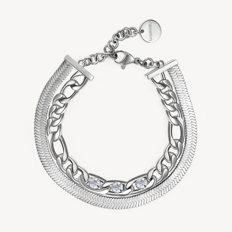 Bracciale da Donna Tennis Doppio Filo Brosway Symphonia BYM111 in Acciaio Silver