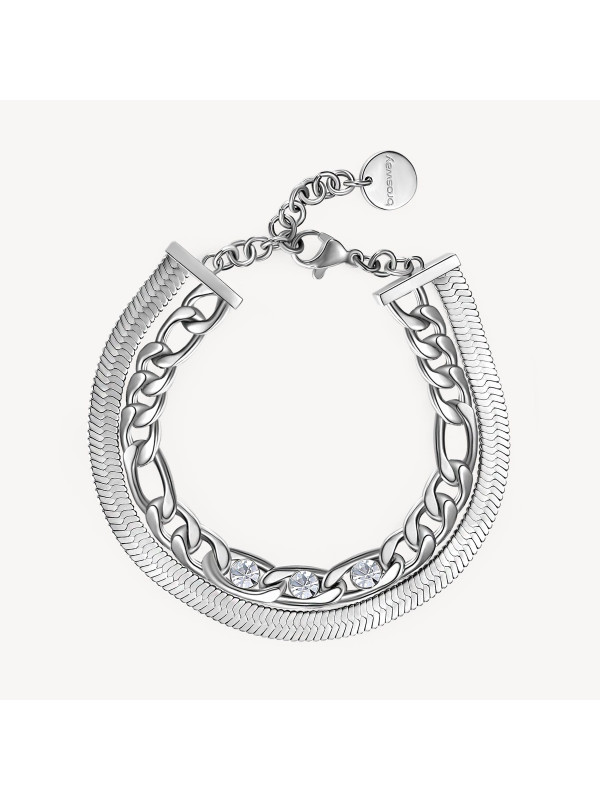 Bracciale da Donna Tennis Doppio Filo Brosway Symphonia BYM111 in Acciaio Silver