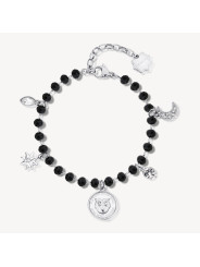 Bracciale Donna Brosway Chakra BHKB130 Portafortuna in Acciaio Silver e Nero Gufo