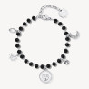 Bracciale Donna Brosway Chakra BHKB130 Portafortuna in Acciaio Silver e Nero Gufo