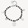 Bracciale Donna Brosway Chakra BHKB130 Portafortuna in Acciaio Silver e Nero Gufo