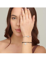 Bracciale Donna Brosway Chakra BHKB130 Portafortuna in Acciaio Silver e Nero Gufo