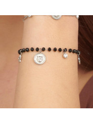 Bracciale Donna Brosway Chakra BHKB130 Portafortuna in Acciaio Silver e Nero Gufo