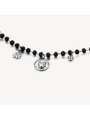 Bracciale Donna Brosway Chakra BHKB130 Portafortuna in Acciaio Silver e Nero Gufo