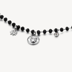Bracciale Donna Brosway Chakra BHKB130 Portafortuna in Acciaio Silver e Nero Gufo