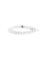 Bracciale Donna Marlù Elastico15BR031-6 con Perle Sintetiche Bianche e Centrale Acciaio