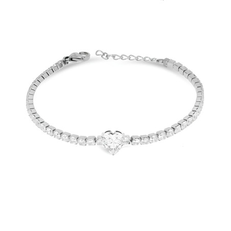 Bracciale Tennis Donna Liujo LJ2442 in Acciaio Silver Zirconi e Cuore Centrale